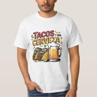 T-shirt Tacos Drôles Y Una Cerveza Nourriture Mexicaine Am
