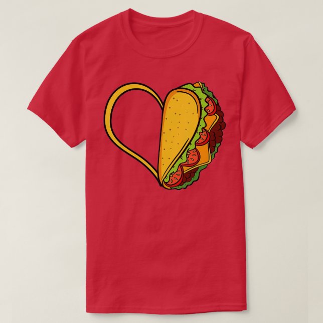 T-shirt Tacos Heart Mexicain Plat Rue Aliments Chili Taqui (Design devant)