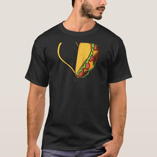 T-shirt Tacos Heart Mexicain Plat Rue Aliments Chili Taqui (Devant)