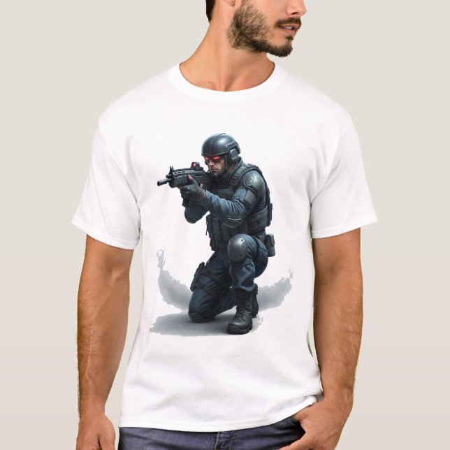 T-shirt Tactical Helmet FPS Gamer Tee (Devant)