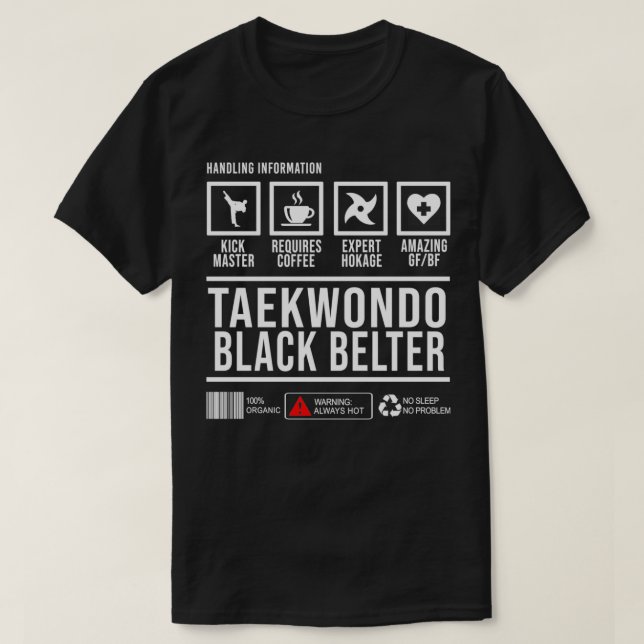 T-shirt Taekwondo Black Belter Handicap Information Cadeau (Design devant)
