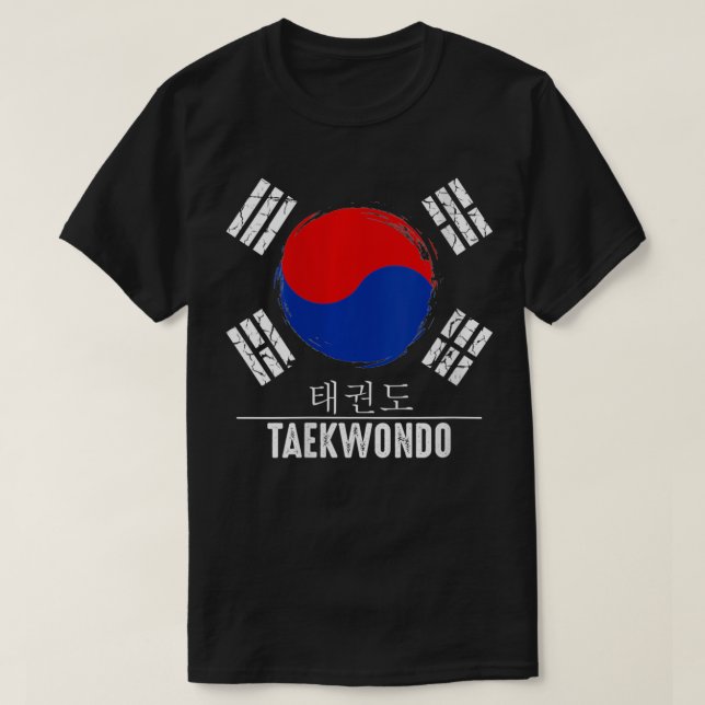 T-shirt Taekwondo caractères hangul ceinture noire Trai (Design devant)