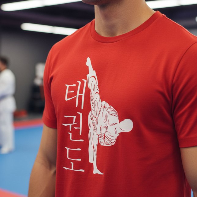 T-shirt Taekwondo High Kick avec Hangul vertical (Créateur téléchargé)