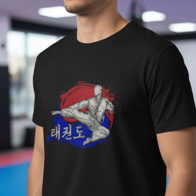 T-shirt Taekwondo Kick with Korean Flag Ink Art (Créateur téléchargé)