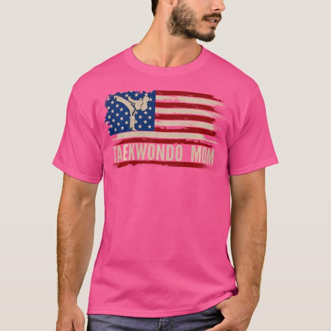 T-shirt Taekwondo Maman Américaine Usa Drapeau Sports The  (Devant)