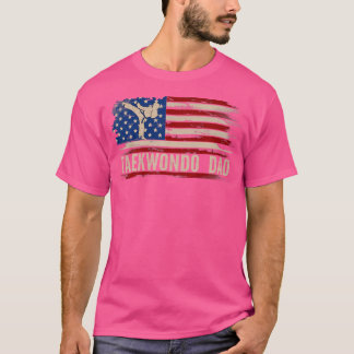 T-shirt Taekwondo Papa Américain Etats-Unis Drapeau Sports