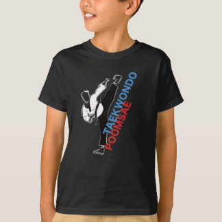 T-shirt Taekwondo Poomsae Corée Bleu Et Rouge