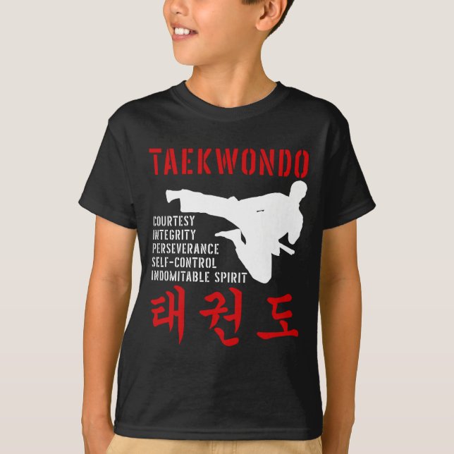 T-shirt Taekwondo Tenets Martial Arts (Devant)