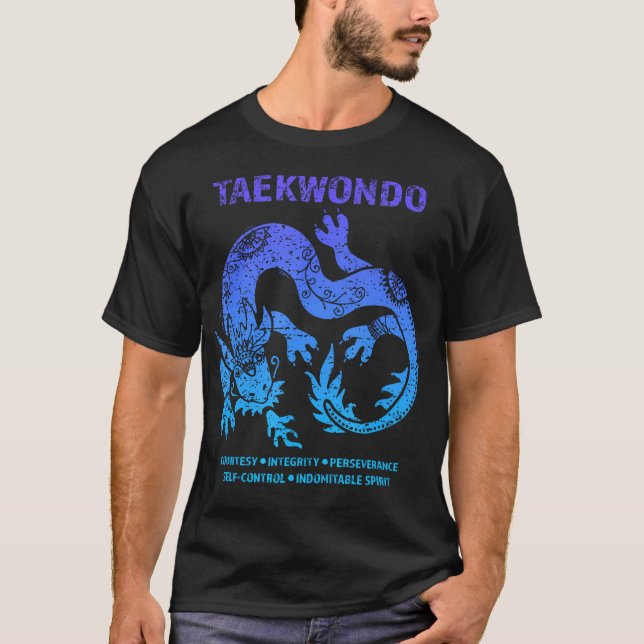 T-shirt Taekwondo Tkd Tae Kwon Do Dragon Martial (Devant)