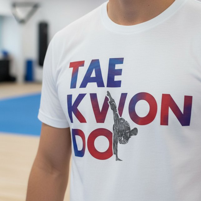 T-shirt Taekwondo Typography Design High Kick Silhouette (Créateur téléchargé)