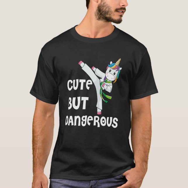 T-shirt Taekwondo Unicorn  Cute But Dangerous Karate  Kids (Devant)