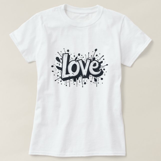 T-shirt Tag d'amour monochrome (Design devant)