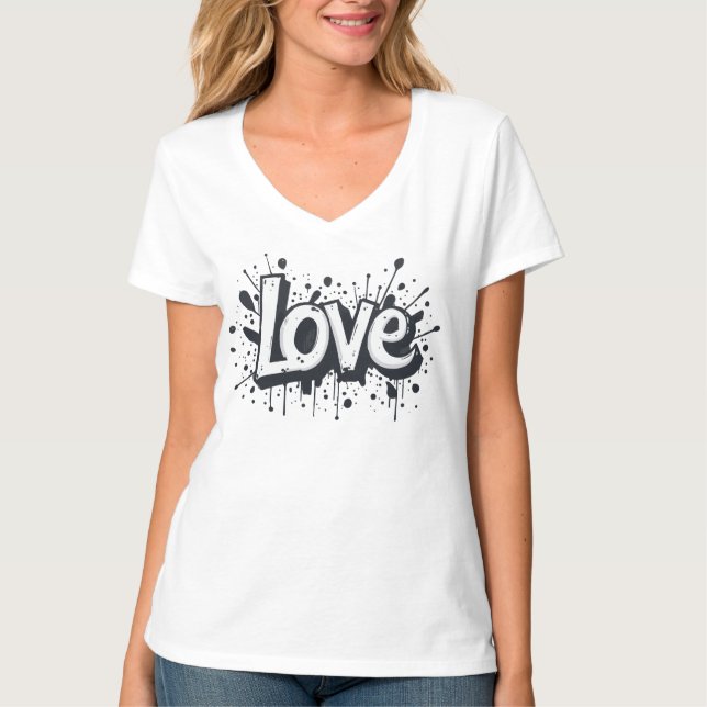 T-shirt Tag d'amour monochrome (Devant)