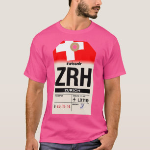 T-shirt Tag de bagage aérien Suisse Zurich (Zrh)