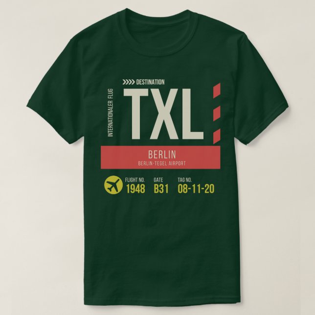T-shirt Tag TXL Berlin Tegel Airport (Design devant)