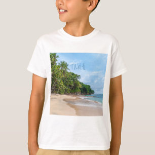 T-shirt Tahiti Sand Beach Ciel bleu Palmiers