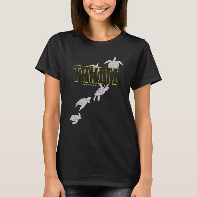 T-shirt Tahiti Sea Turtles Scuba Diving with Turtles (Devant)