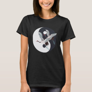 T-shirt Tai Chi Grue Blanche Yin Yang Qi Gong Chinois Blan