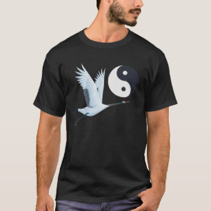 T-shirt Tai Chi Grue Blanche Yin Yang Qi Gong Chinois Blan