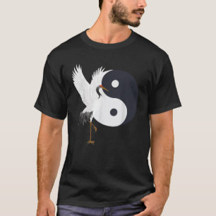 T-shirt Tai Chi Grue Blanche Yin Yang Qi Gong Chinoise Bla