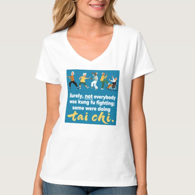 T-shirt Tai Chi, pas de combat kung fu.  (Devant)