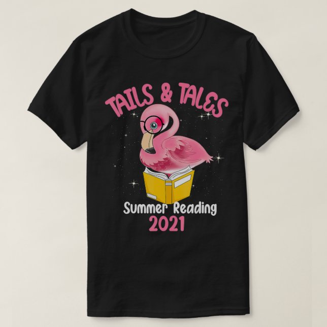 T-shirt Tails And Tales Summer Reading 2021 Flamant rose B (Design devant)