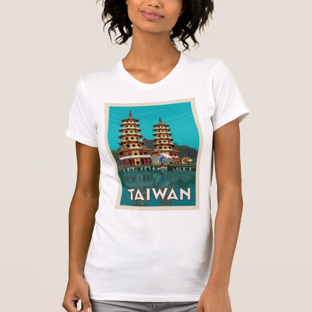 T-shirt Taïwan | Pagode Du Dragon Et Du Tigre (Devant)