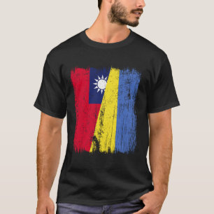 T-shirt Taiwan Ukraine Drapeau Demi Taiwanais Ukrainien Pa