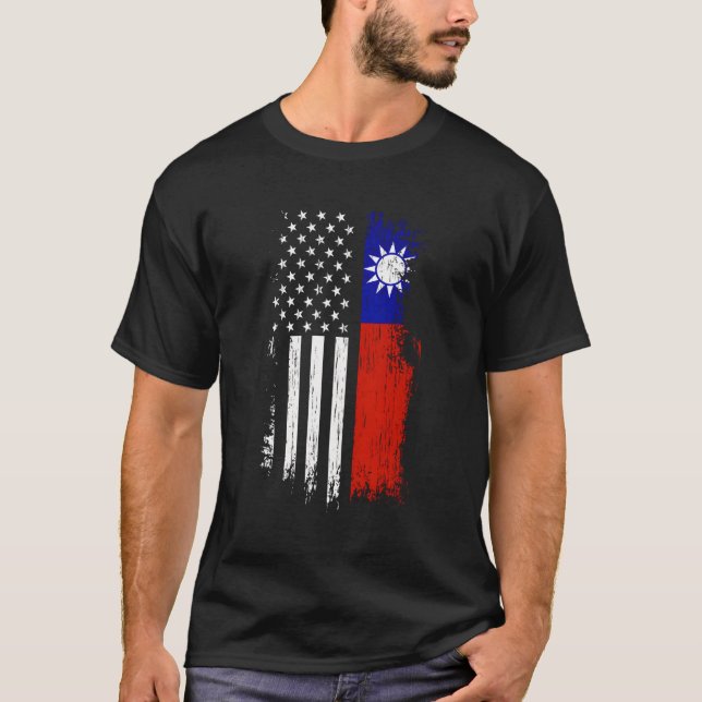 T-shirt Taïwanais American Flag Pride Taïwan Usa (Devant)