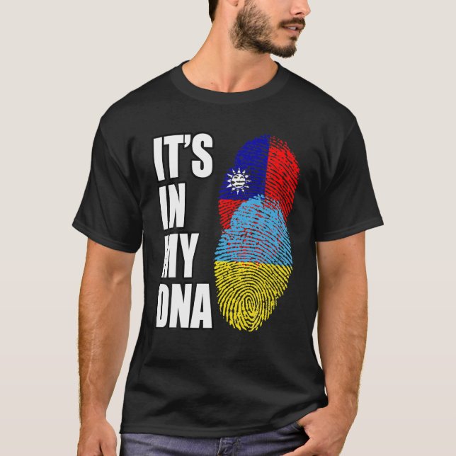 T-shirt Taïwanais Et Ukrainiens Mélangent Le Drapeau D'ADN (Devant)