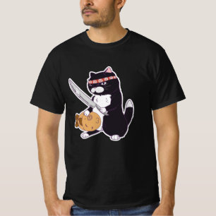 T-shirt Taiyaki Samurai Chat avec poisson, Sushi Chat