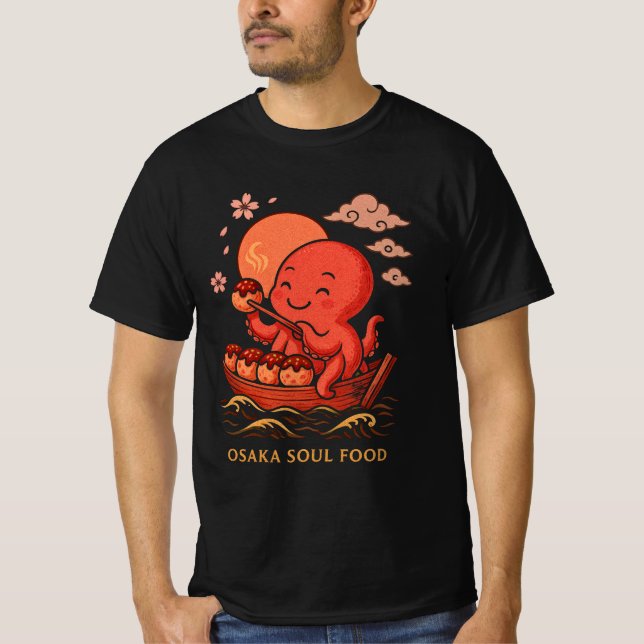 T-shirt Takoyaki Soul – Cute Japanese Octopus Boat Art (Devant)
