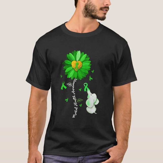 T-shirt Tal Health Awareness Green Ribbon Elephant (Devant)