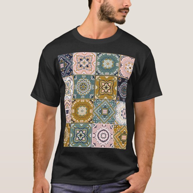 T-shirt Talavera Indian : Patchwork, Ethnic Mosaic. (Devant)