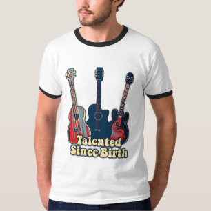 T-shirt Talentueux depuis la naissance. guitares rétro col