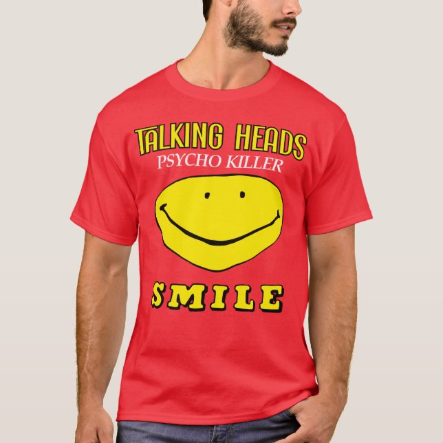 T-shirt Talking Heads Psycho Killer Smiley Dark New Wave D (Devant)