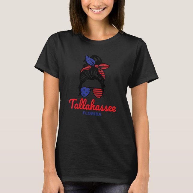 T-shirt Tallahassee Floride Rétro Messy Bun (Devant)