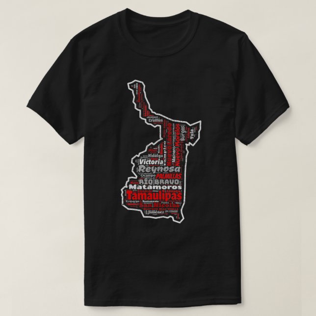 T-shirt Tamaulipas Mexique Mapa Municipios État mexicain (Design devant)