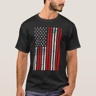 T-shirt Tambons American Flag Tambours Usa Drummers Vintag
