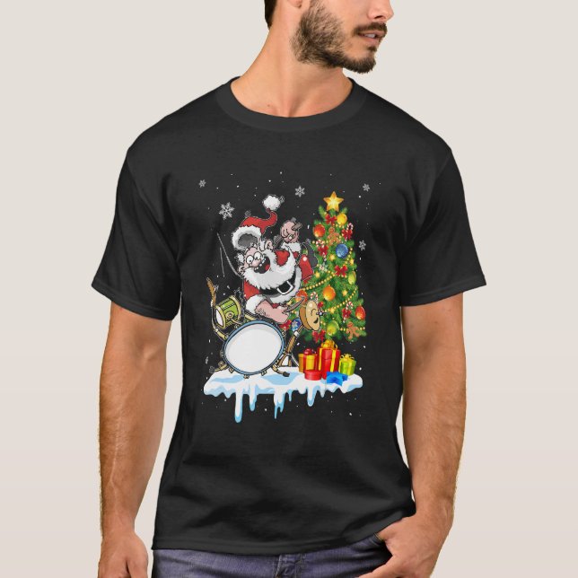 T-shirt Tambour de Noël et tambour Père Noël Noël (Devant)