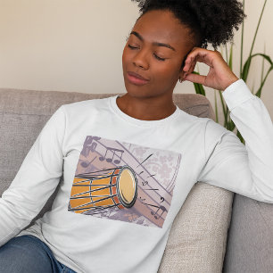 T-shirt Tambour traditionnel Bongo avec notes musicales