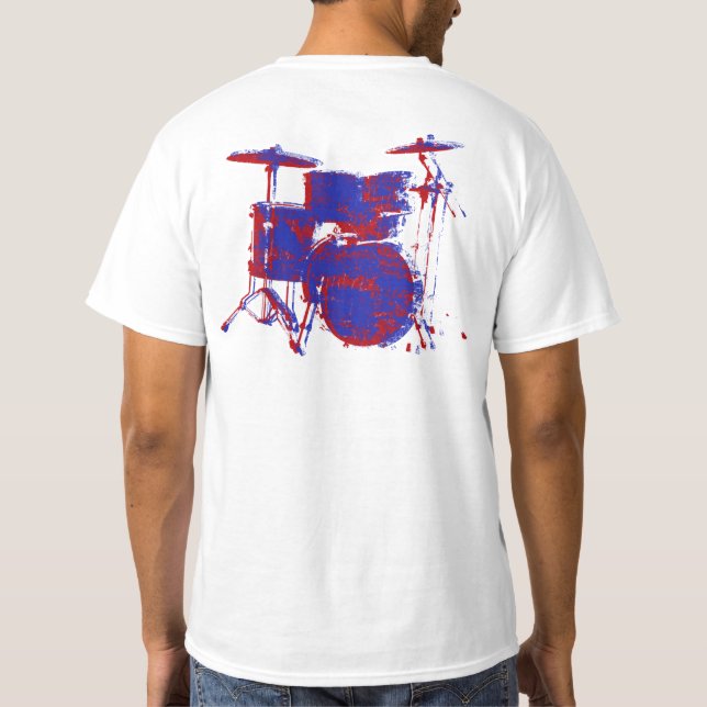 T-shirt tambours bleu roux blanc (Dos)