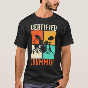 T-shirt Tambours Grunge Drumset Retro Style Vintage Certif