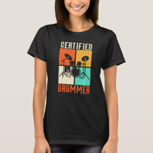 T-shirt Tambours Grunge Drumset Retro Style Vintage Certif