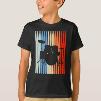 T-shirt Tambours Rétro Drumset Drumsticks