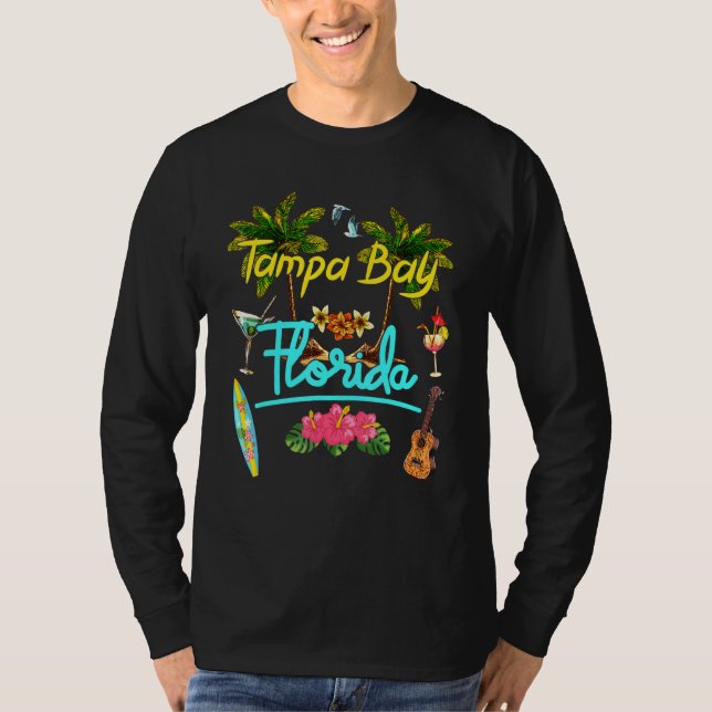 T-shirt Tampa Bay Florida Beach Summer Palm Surf Sun Set P (Devant)