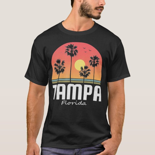T-shirt Tampa Florida Beach Palm Sunset Gift Women Men Kid (Devant)