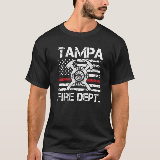 T-shirt Tampa Florida Fire Department Thin Red Line Firema (Devant)