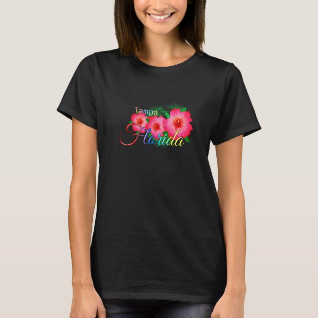 T-shirt Tampa Florida Fleurs tropicales Vacances en famill (Devant)