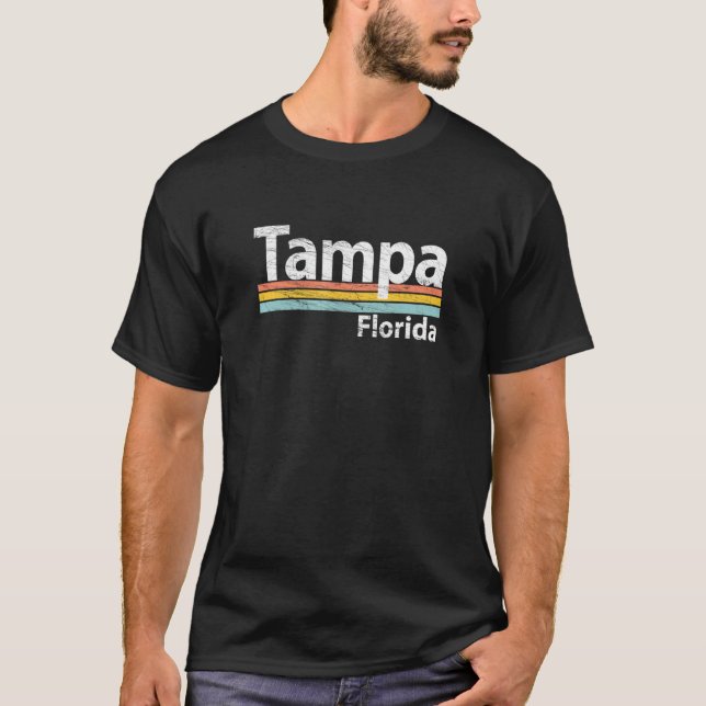 T-shirt Tampa Florida Worn Retro Stripes Classic (Devant)